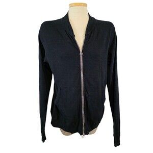 Wings + Horns Cardigan Mens Medium Black Full Zip Jacket Knit Minimalist